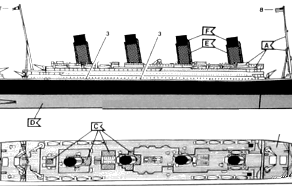 Корабль RMS Titanic [Ocean Liner] - чертежи, габариты, рисунки